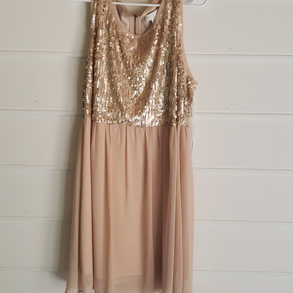 Sequin/Satin Peach color Dress
